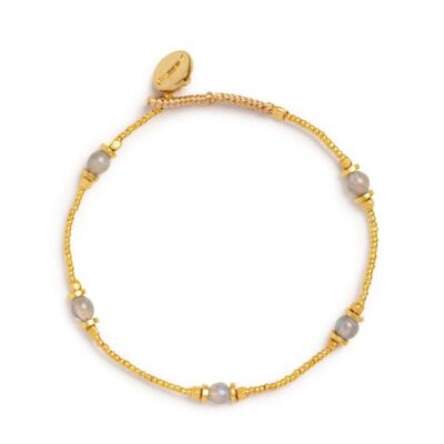 Ibu Jewels armbånd – AK03-Lulu Moos (Grå/Guld)