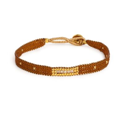 Ibu Jewels armbånd – IH06-Jill 5 Stones (Brun/Guld)