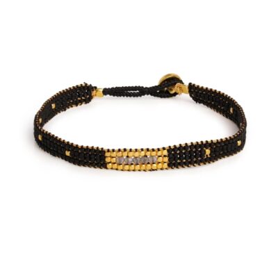 Ibu Jewels armbånd – IH02-Jill 5 Stones (Sort/Guld)
